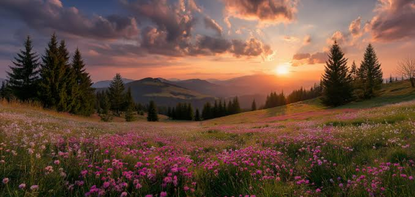  Image of a meadow at dawn